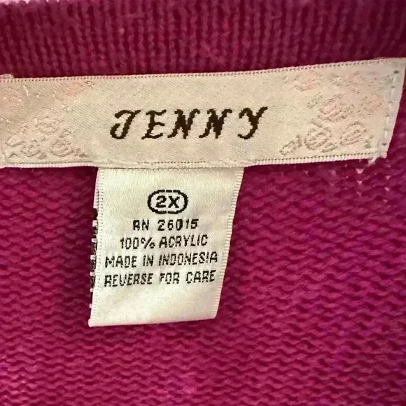 **Vintage JENNY Cardigan Sweater - Classic Button-Up, Pink - Size 2XL* - Picture 4 of 6
